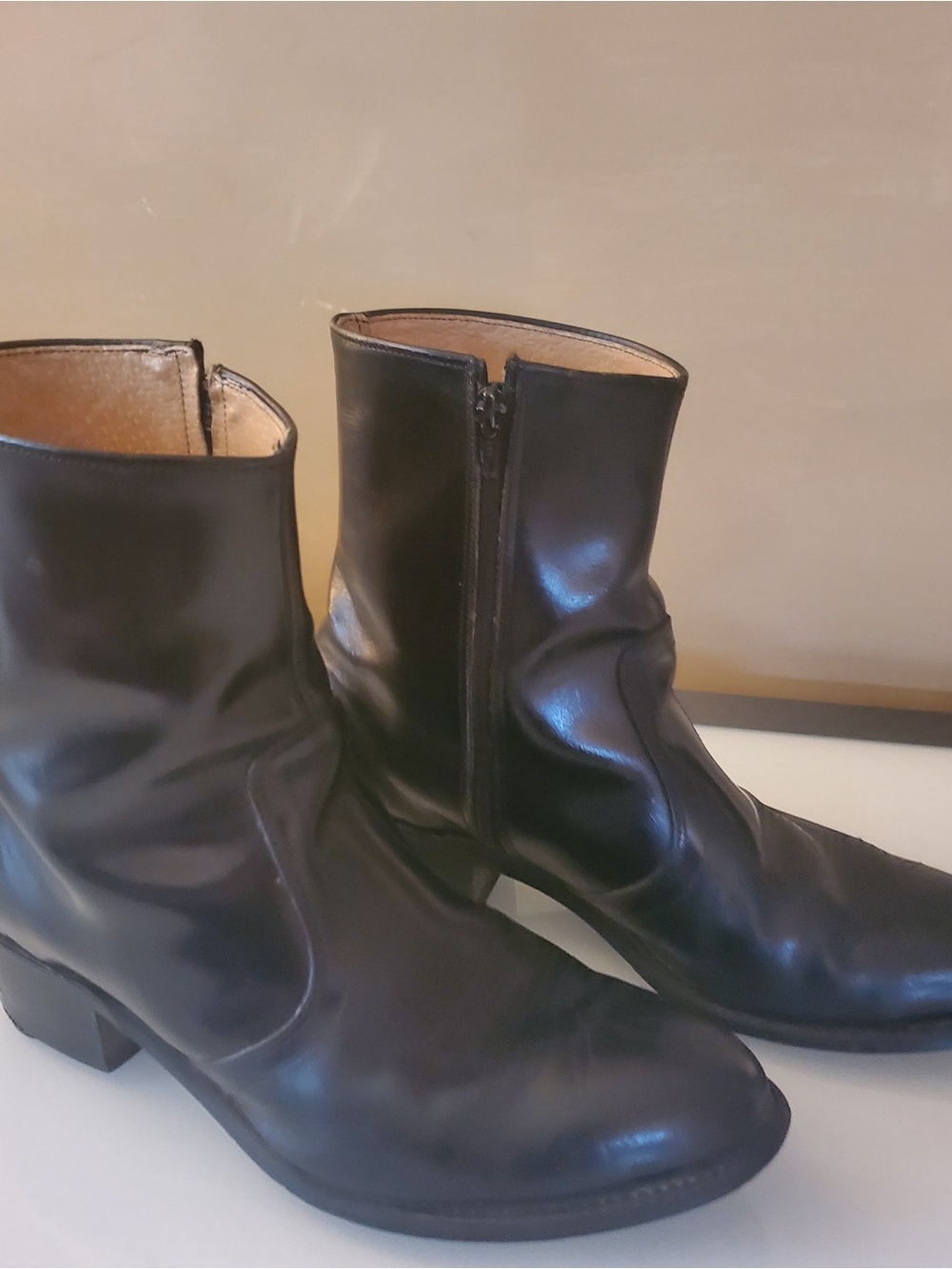 Men's Black Leather Zip Ankle Boots